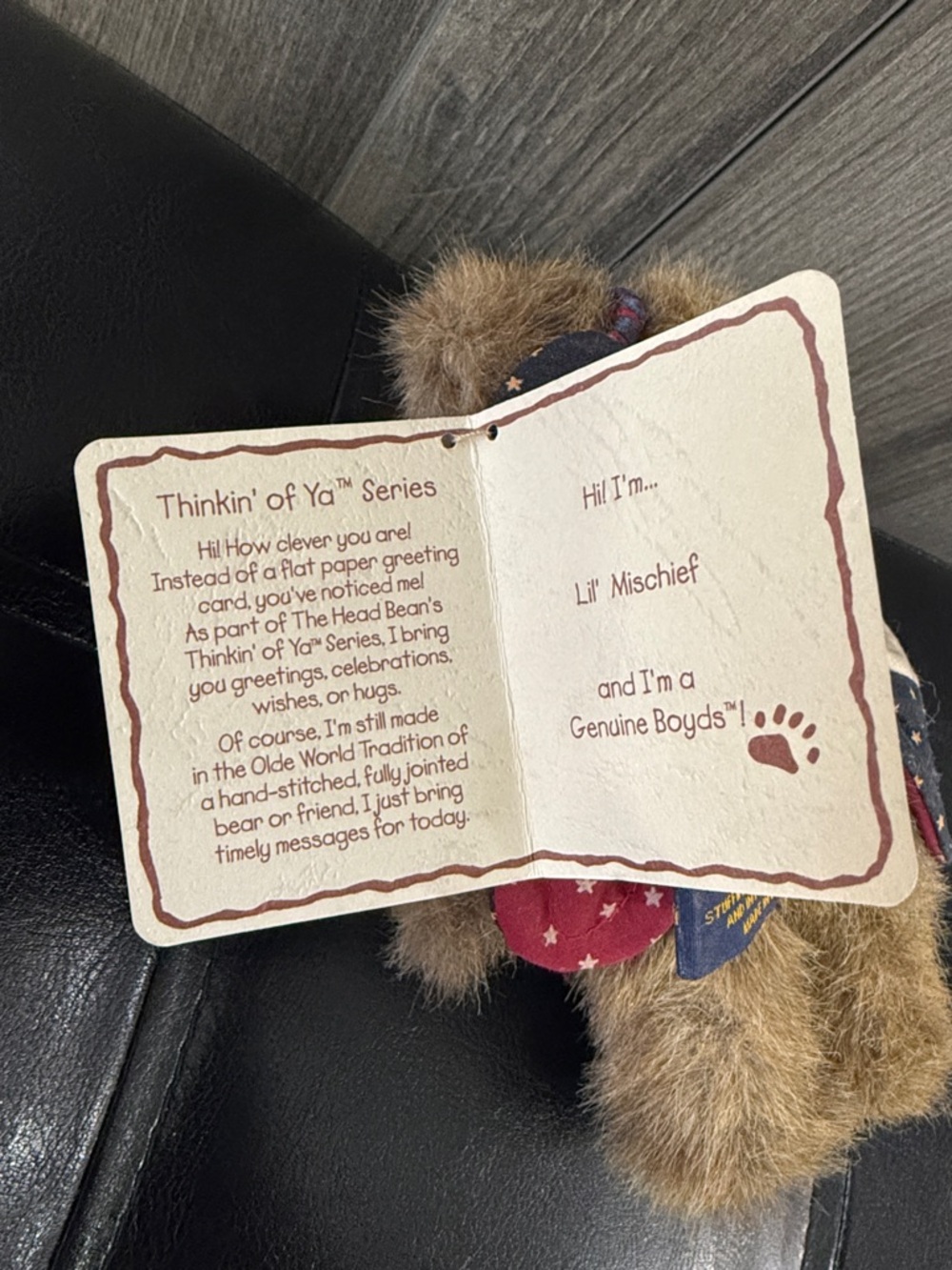 Boyds Bears & Friends Lil' Mischief Brown Bear Stuffed Plush Toy With Tag - Picture 9 of 9